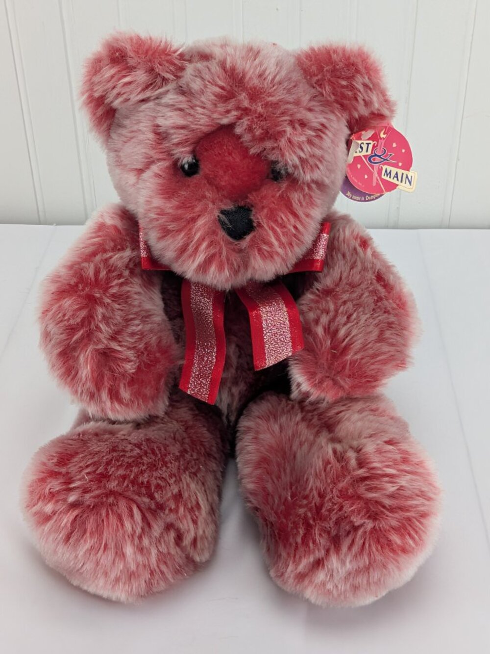 Vintage First & Main Dumplin Red Teddy Plush 14" Stuffed Animal 2002 Frosted